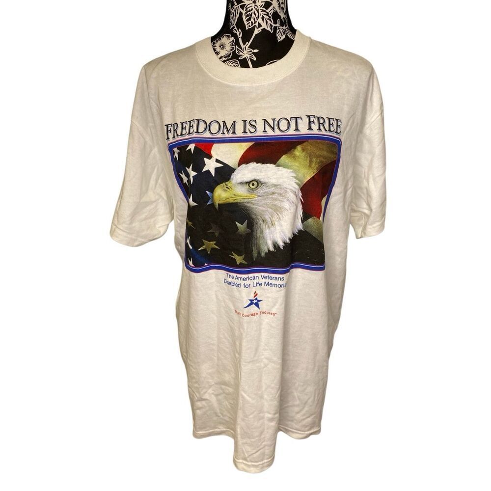 Freedom Is Not Free Bald Eagle Patriotic Graphic T Shirt Veteran Memorial Usa